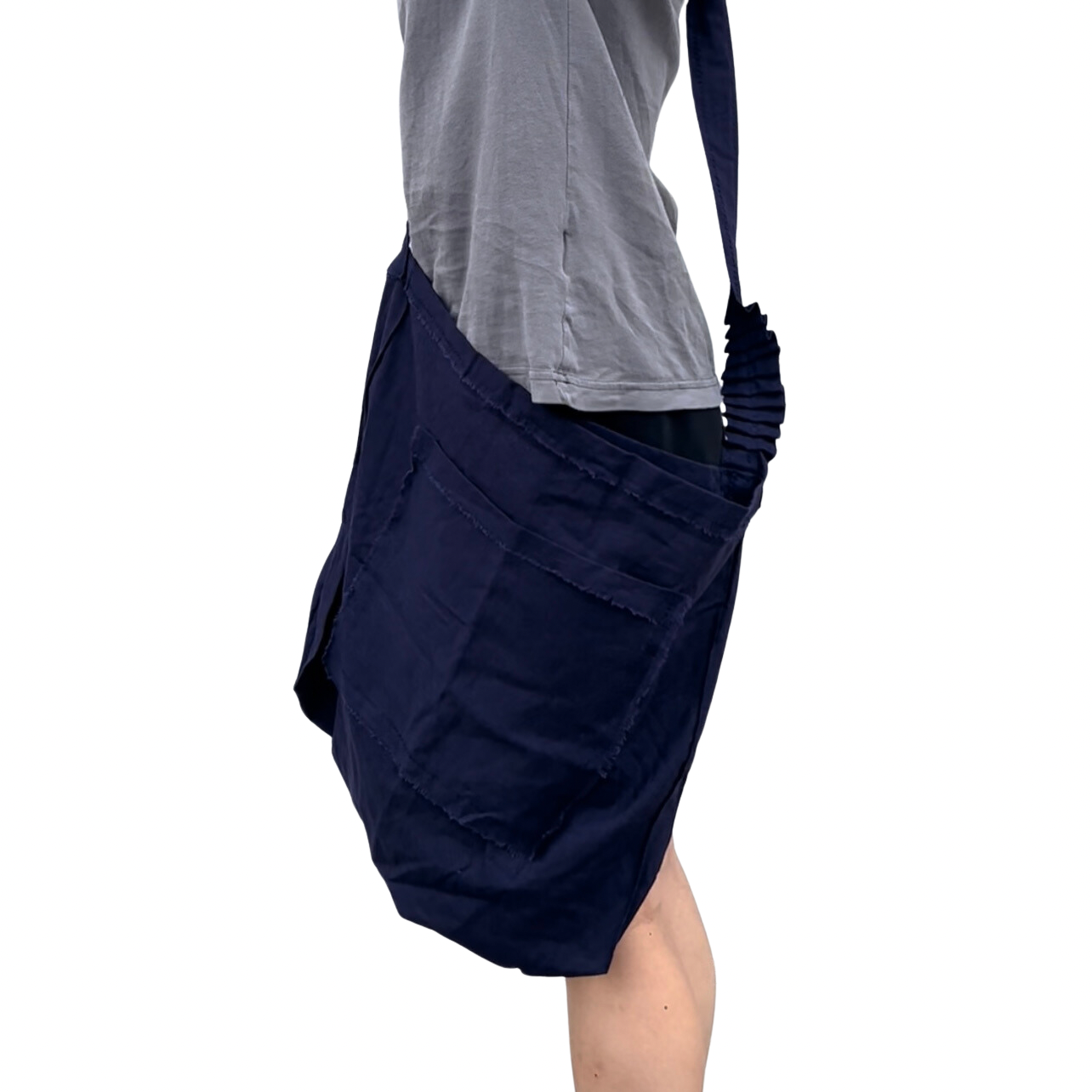 Cinched Strap Navy Blue Tote