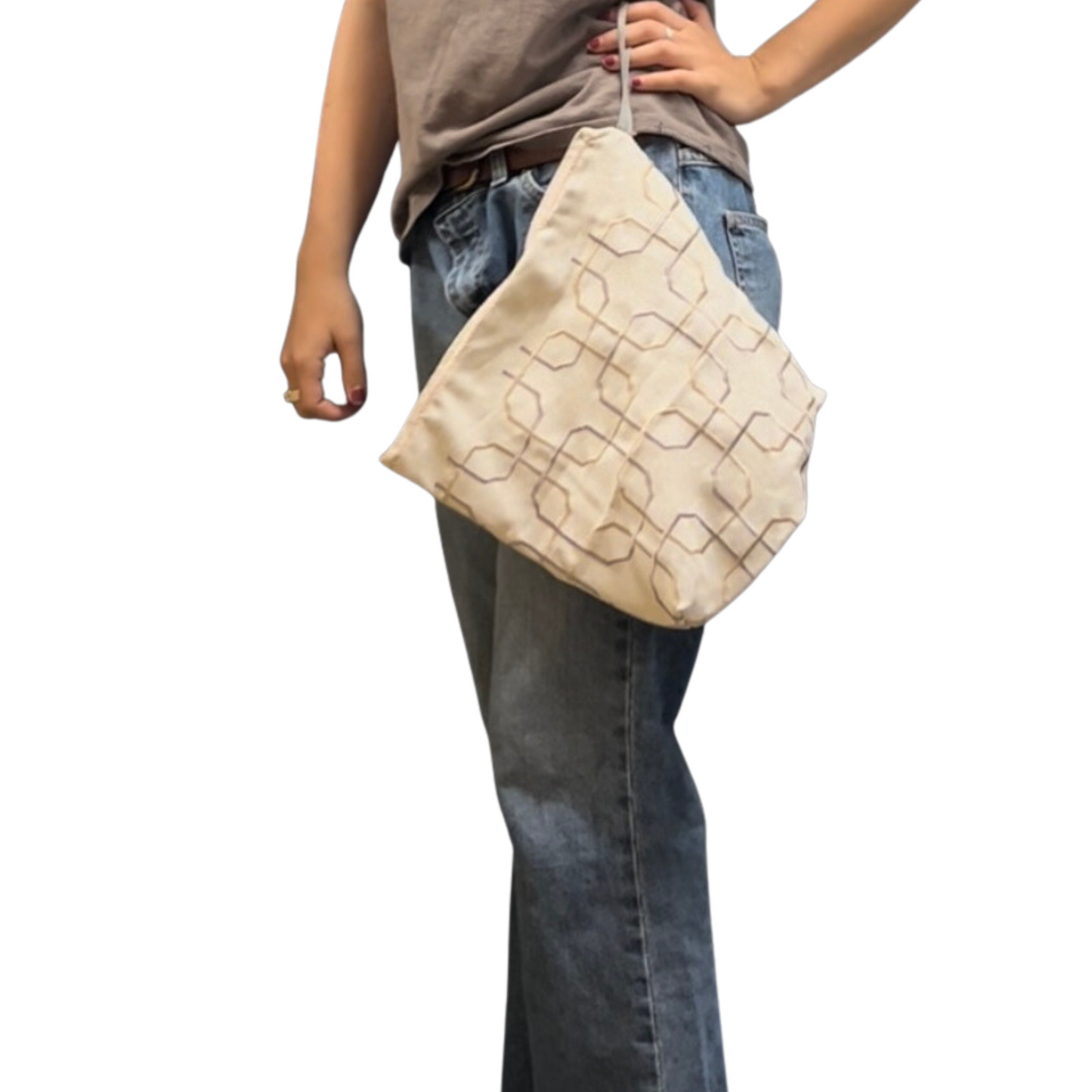 Geometric silver and gold bag