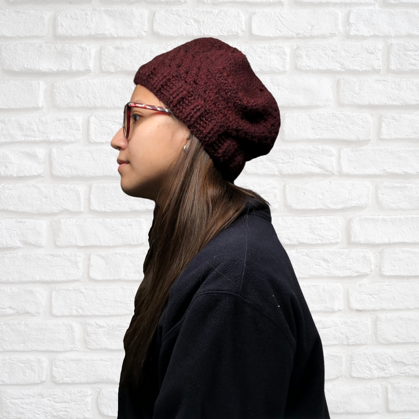 Burgundy Knitted Winter Hat