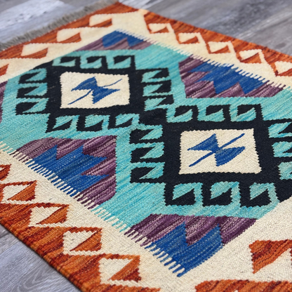 Small Orange/Teal Rug