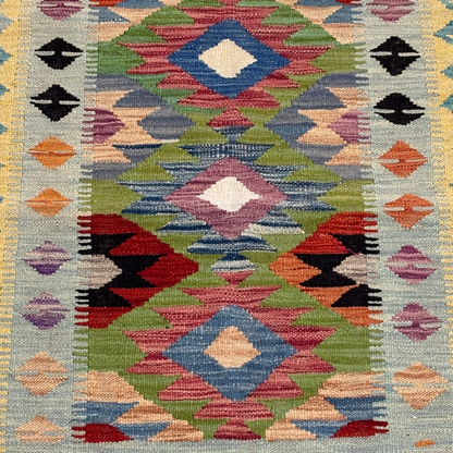 Small Light Blue Afghan Rug