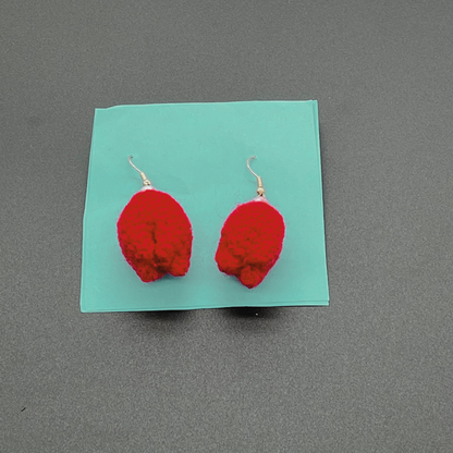 Pom Pom Red Earrings