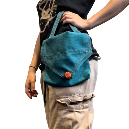 Sequin pompon button bag